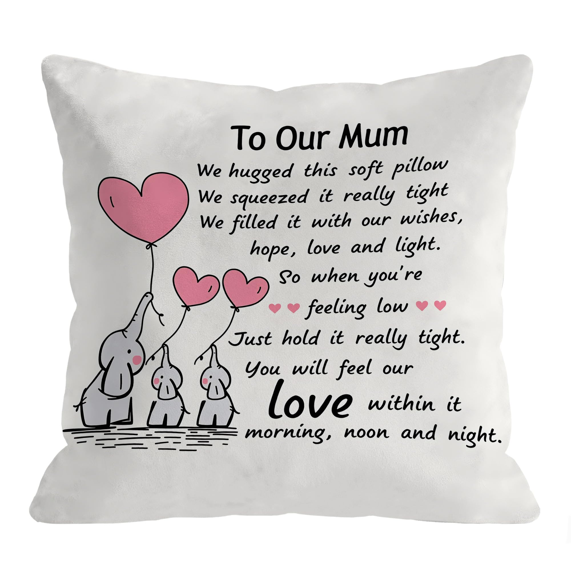 LASLEN Square To Our Mum Throw Pillow Covers Cushion Covers 45 x 45 cm Decorative Heart Couch Pillow Cases for Living Room Bedroom Home Outdoor, 18 x 18 Inch