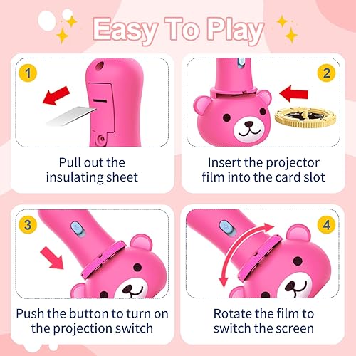 Miniatura 5 de Linterna infantil con proyector de oso de color con 48 patrones, incluye dinosaurios, vehículos, animales, proyector de aprendizaje educativo de 26