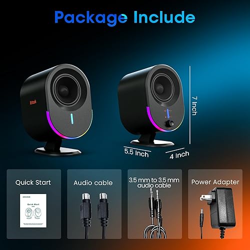 Miniatura 7 de Altavoces de computadora, LITTOAK Bluetooth para PC, altavoz para juegos alimentado por CA con 3 modos de ecualización, altavoces estéreo con 6