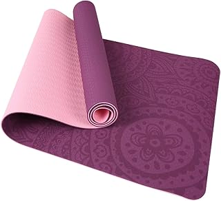 TOMSHOO Tappetino Yoga Antiscivolo TPE Tappetino per Pilates Fitness Ecologico con Borsa per Body Building Pilates 183 * 61 * 0.6cm