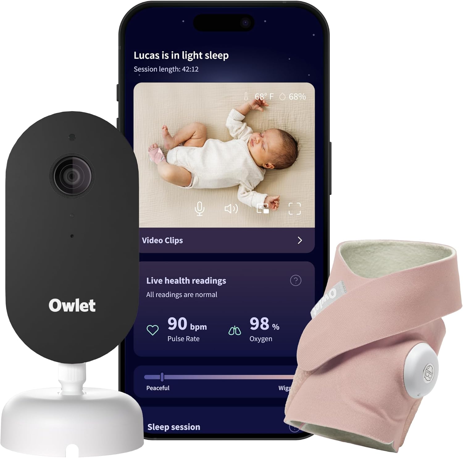 Dream Duo 3 Smart Baby Monitor System, Dream Sock + 2K HD Camera | FDA-Cleared Monitoring Tracks Pulse Rate, Oxygen & Sleep Insights + Crystal-Clear Video & Notifications All In One App