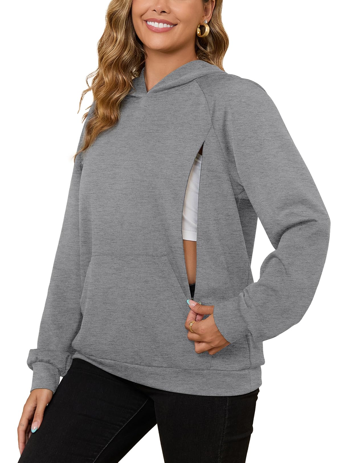 Nursing Sweatshirt Hoodie with Kangaroo Pocket