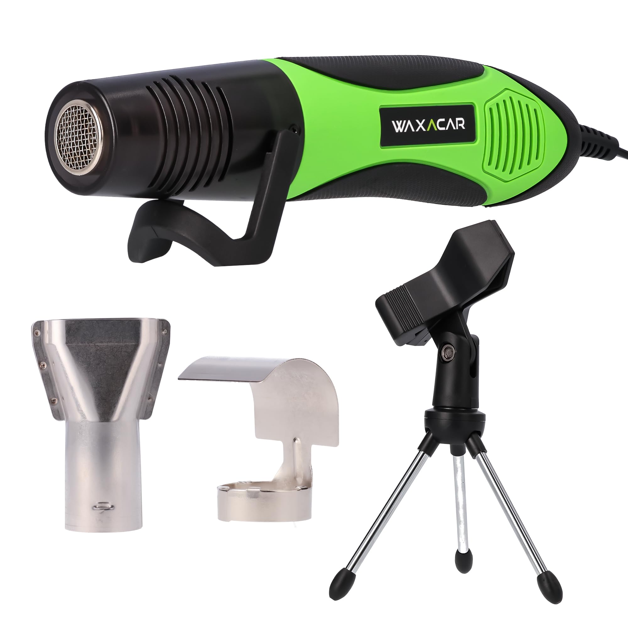 WAXACAR Mini Heat Gun, Adjustable Temperature Settings, 450W, 280/450°C, Hot Air Gun Kit with 2 Nozzles, Support Bracket & Tool Bag for DIY, Paint Stripping, PVC Shrinking & More!