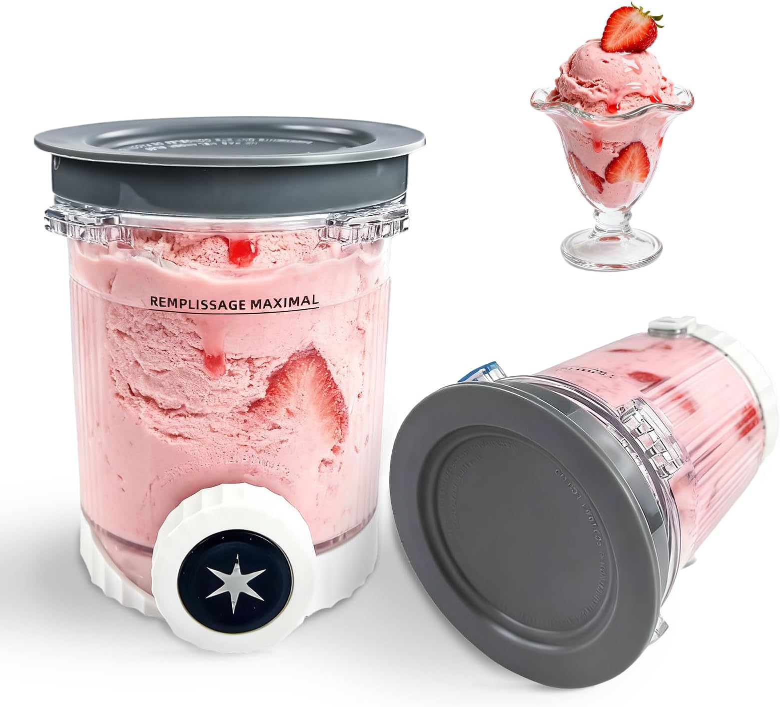 2 Pcs Ice Cream Pints and Lids for Ninja NC700,16oz Tubs for Ninja Swirl BPA-Free and Dishwasher-safe Ice Cream Machine Containers Accessories