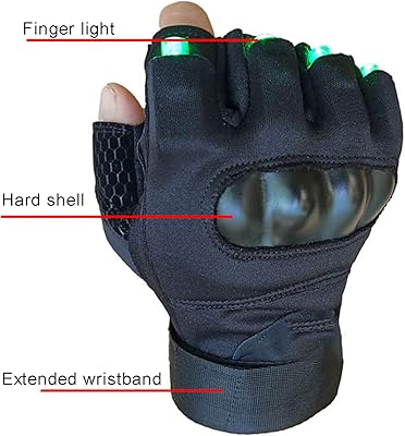 Gants Lumineux LED CYUANXGR - Demi-doigt, Motif Skull - Unisexe - Neufs