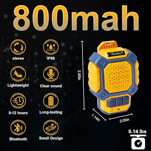 Miniatura 7 de waitley Mini altavoz Bluetooth portátil, clip y cordón, IP56 impermeable, tiempo de reproducción de 12 horas, micrófono integrado para exteriores,
