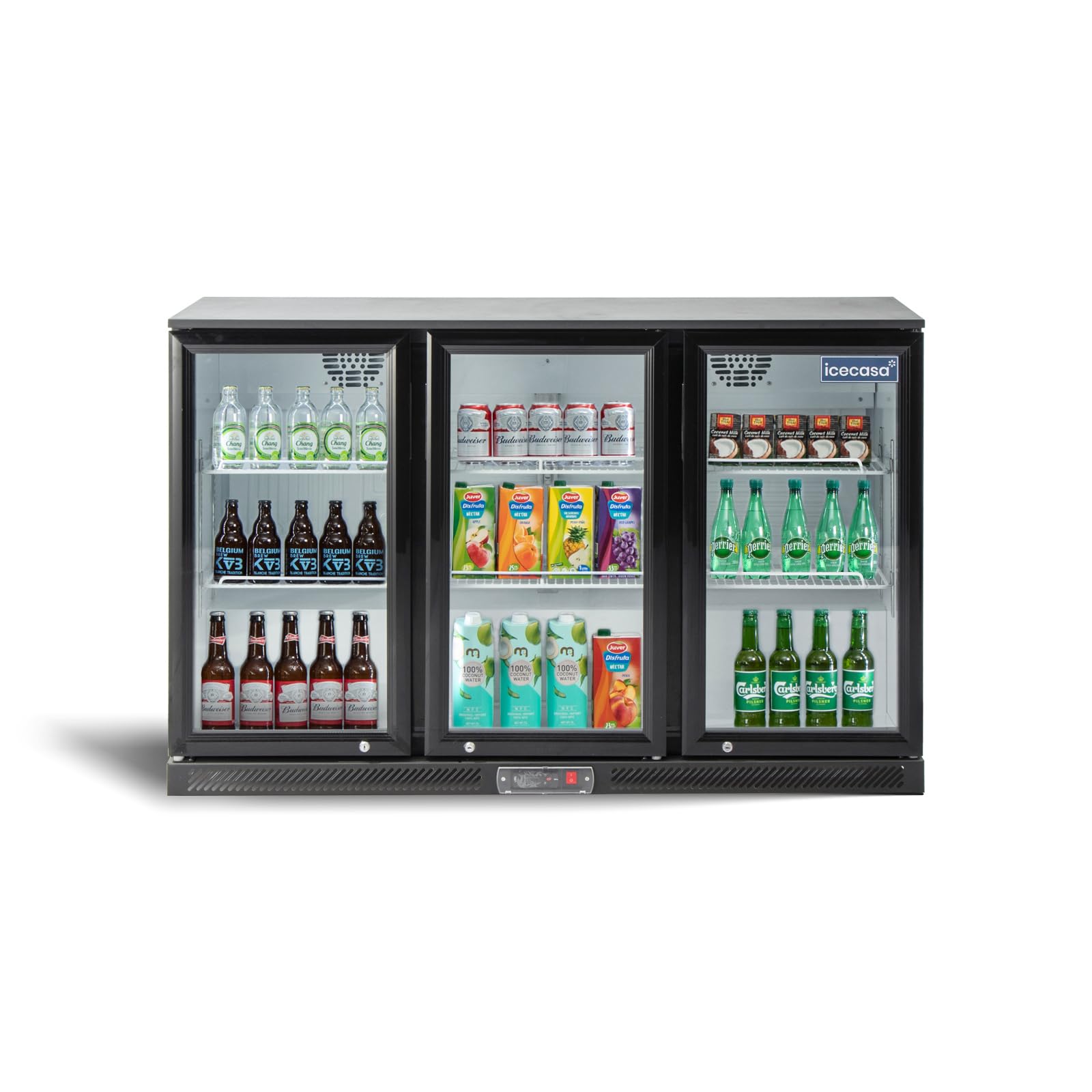 Beverage Refrigerators 3 Glass Door Back Bar Refrigerator Commericial Counter Height Refrigerator Merchandiser 11.7Cu.ft for Soda Beer