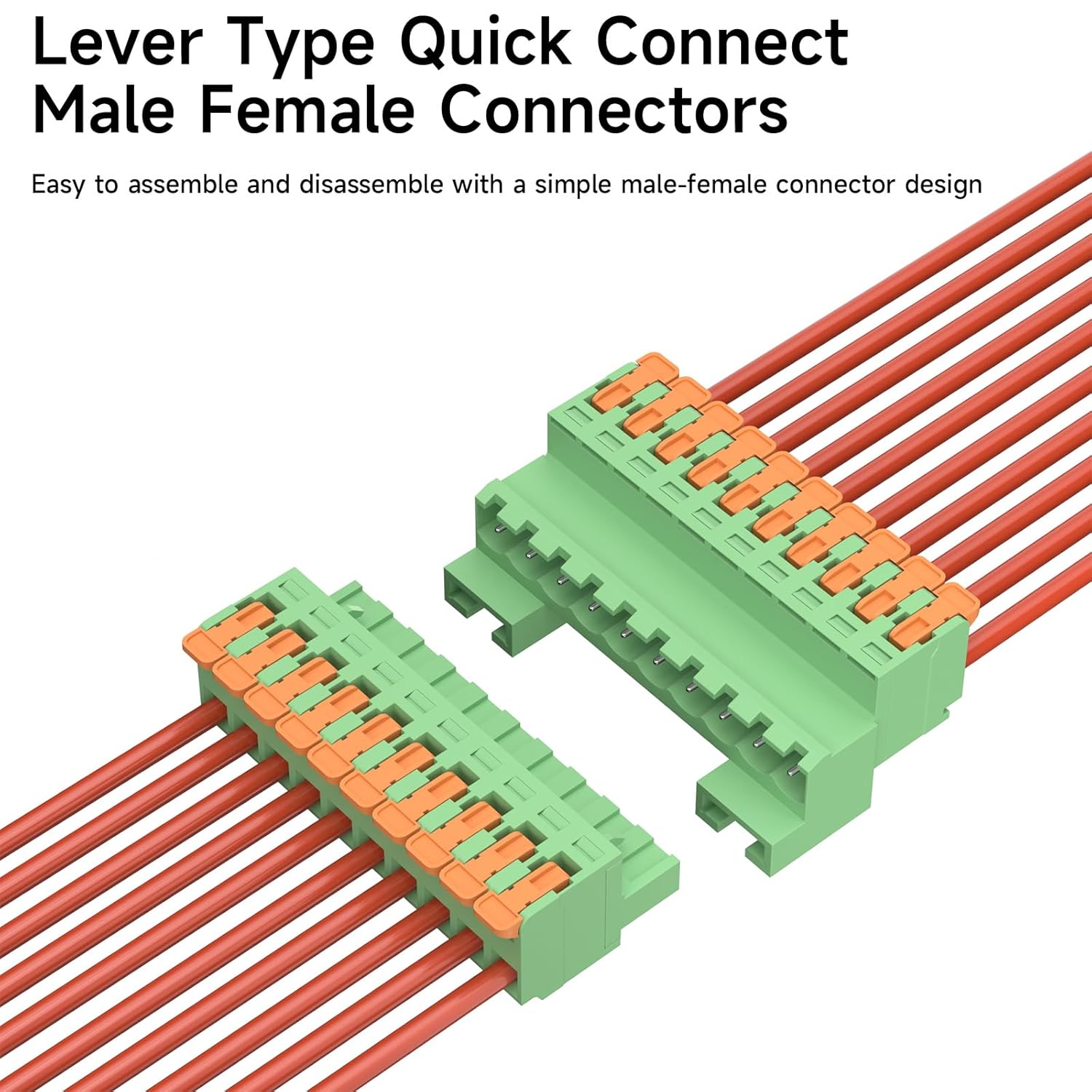 2Pcs DIN Rail Terminal Blocks, 10P Lever Wire Connectors for AWG 24-12, 300V 15A, 40Pcs Wire Ferrules Terminals & 4.72 Inch DIN Rail Included,CE