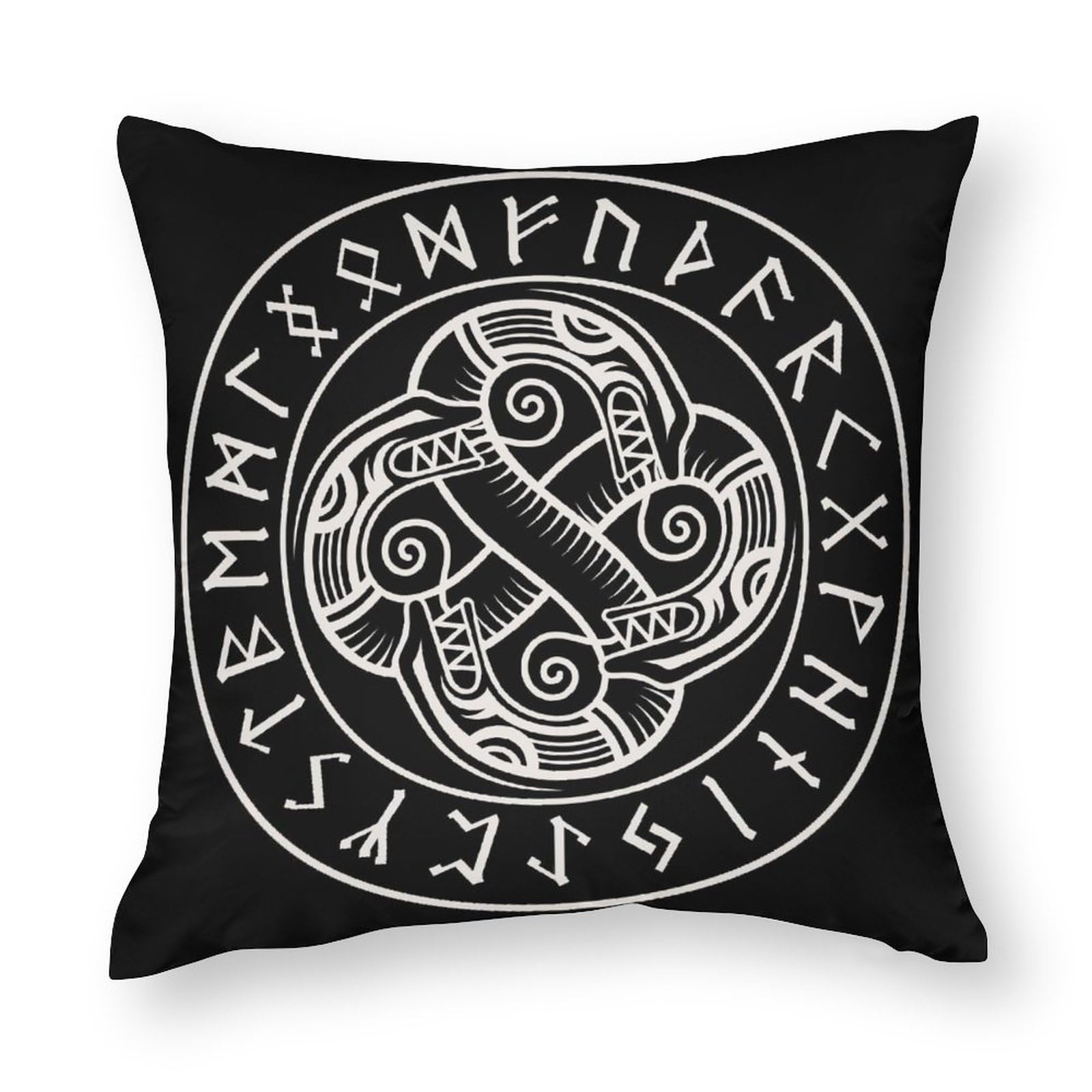 NIBABAEU Cushion Covers 1 Pcs Scandinavian Viking Ancient Dragon Northern Runes Decorative Pillow Covers 18"x18" (45X45 CM) Soft Square Pillow Cases For Living Room Sofa Couch Bed Pillowcases