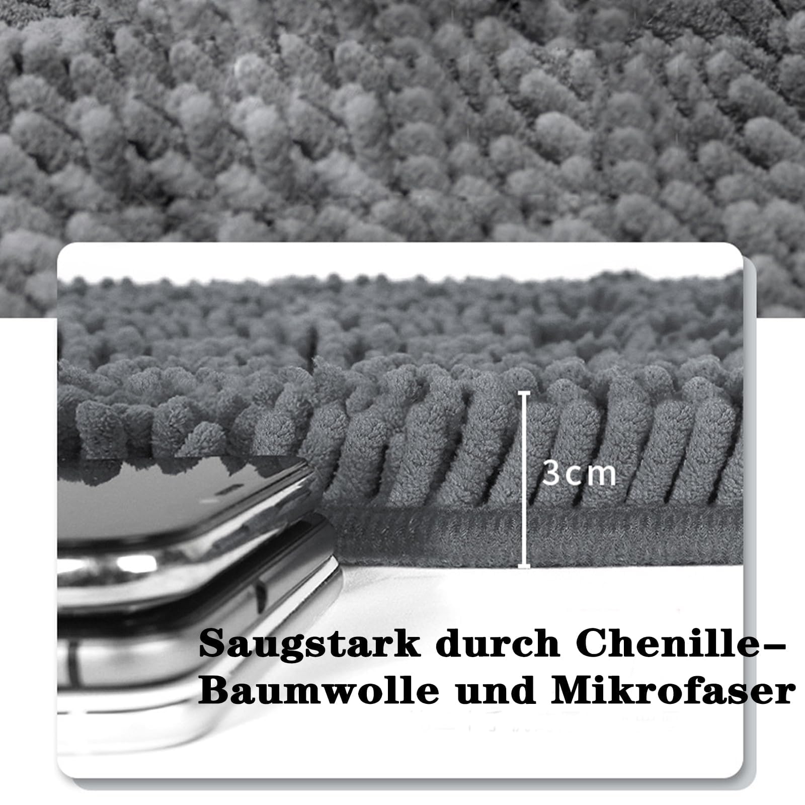 Clean mat, Premium cleany mat Hund 60 x 90 cm,Schmutzfangmatte Hunde,wasserdicht Teppich für Hund,Fußmatte Innen waschbar,für Eingang,Haustür & Flur,Dunkelgrau-80 x 120 cm