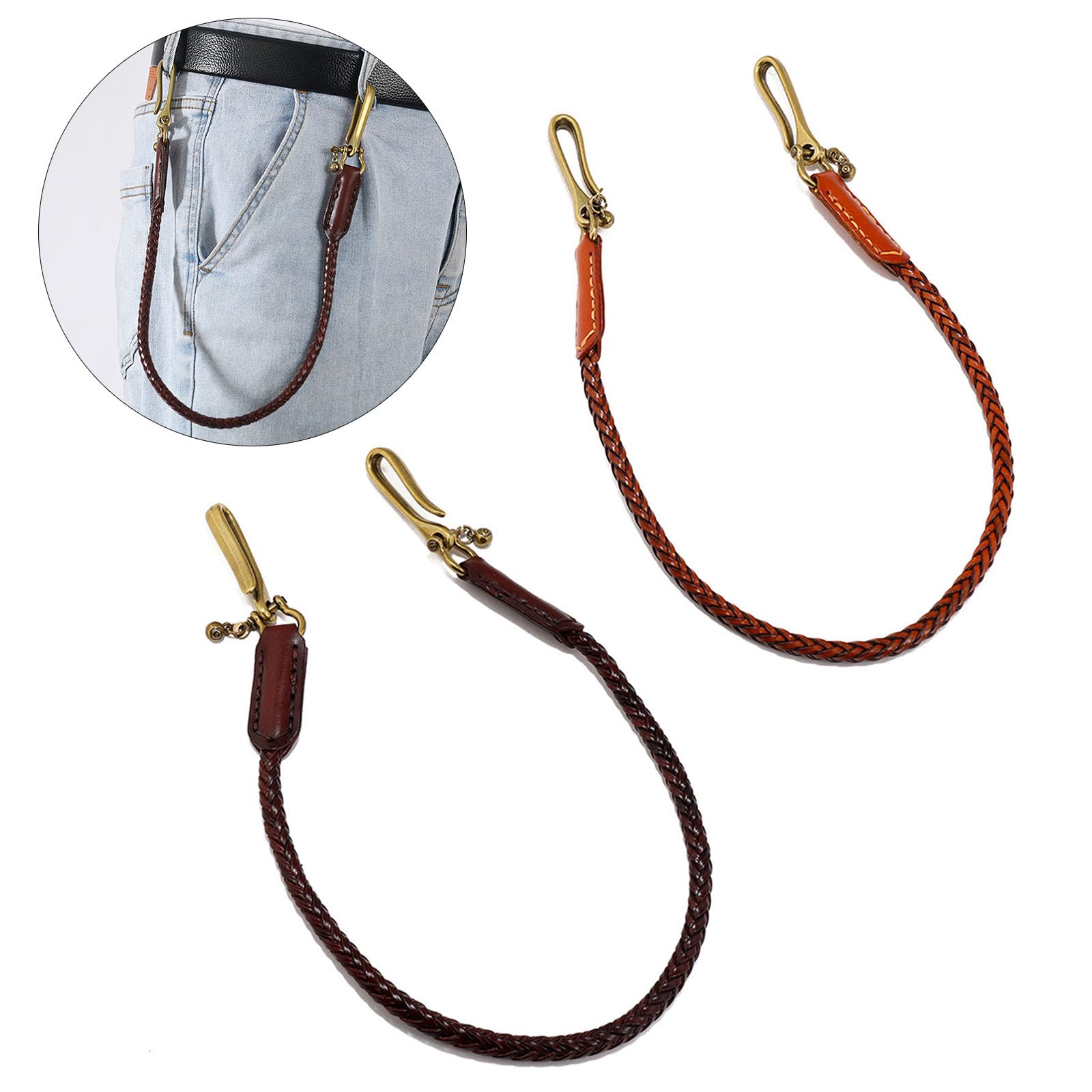 Amazon.co.jp: 本革オートバイウォレットチェーン長さ調節可能なデザイン手作りジーンズチェーンメンズロックカジュアルウェア : ファッション