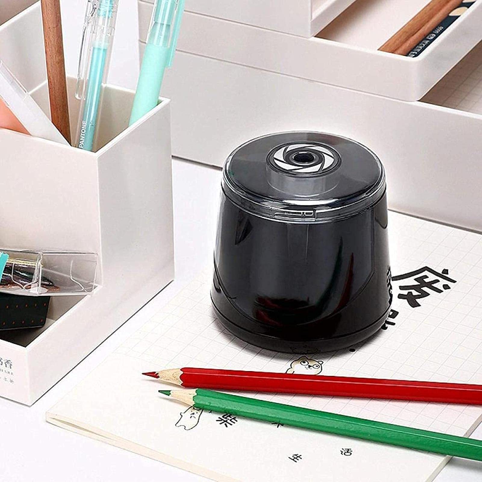 Temperamatite Elettrico con Batteria, temperamatite Automatico a Batteria con Contenitore, temperamatite Elettrico Automatico Portatile