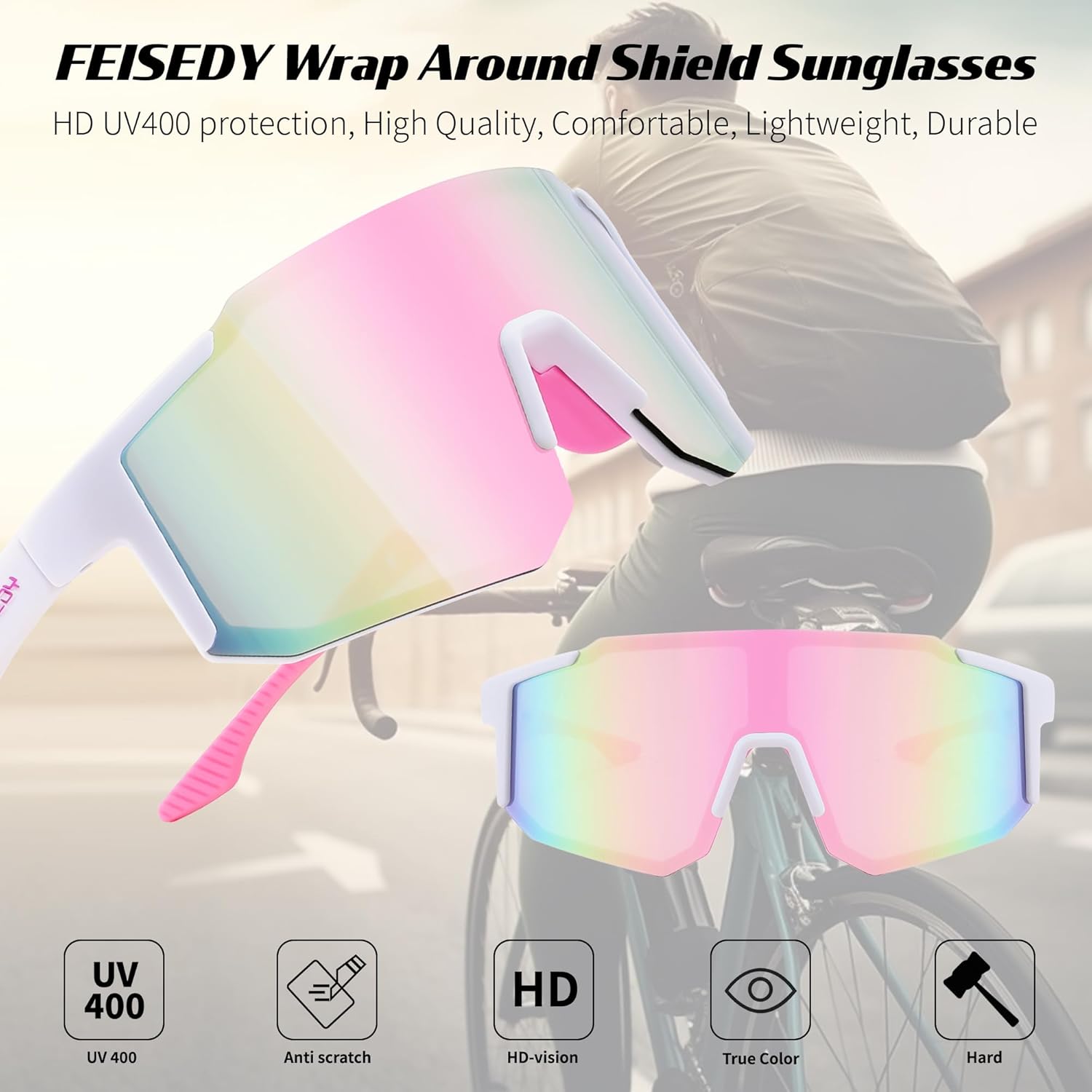 FEISEDY Sports Sunglasses for Men, Women and Teens - Baseball, Biking, Cycling UV400 Protection B2388 - Image 4