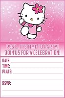Vista 8 de Juego de 20 lindas tarjetas de invitación de cumpleaños con diseño de gatitos rosas y sobres – Ligeras (240g), invitaciones estilo postal