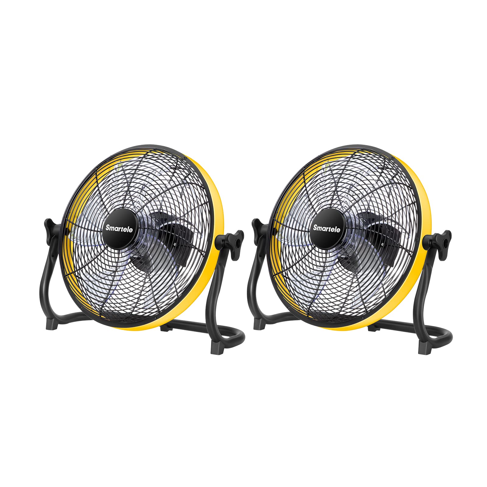 Smartele2 Pack 12 inch Rechargeable Floor Fan, Battery Operated Fan, High-Velocity Garage Fan with 12500mAh Battery for Outdoor, Industrial, Camping, Gym Room, Up to 30 Hours Running, Fast Charging
