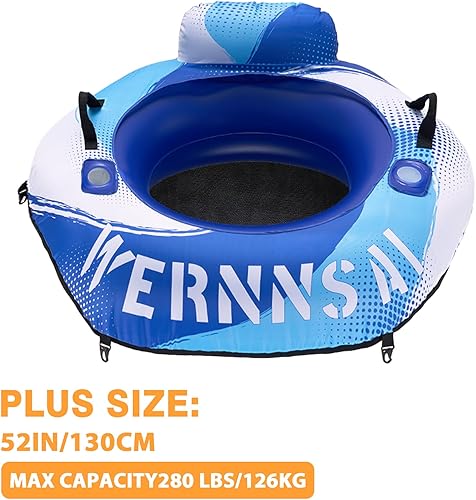 Miniatura 2 de WERNNSAI Tubo de río resistente de 52 pulgadas con cubierta de lona, flotadores grandes para piscina, tubos de agua inflables hexagonales, tubos,
