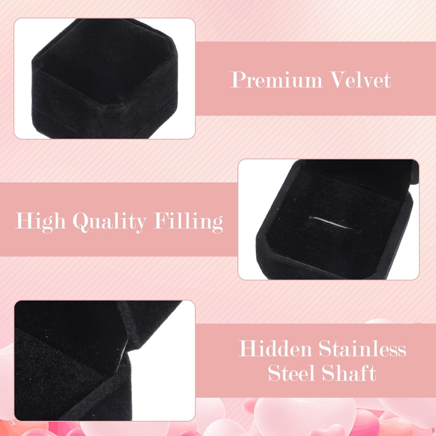40 Pack Black Velvet Ring Box, Wedding Engagement Jewelry Display Case, Proposal Ring case for Earrings Storage, Gift Box