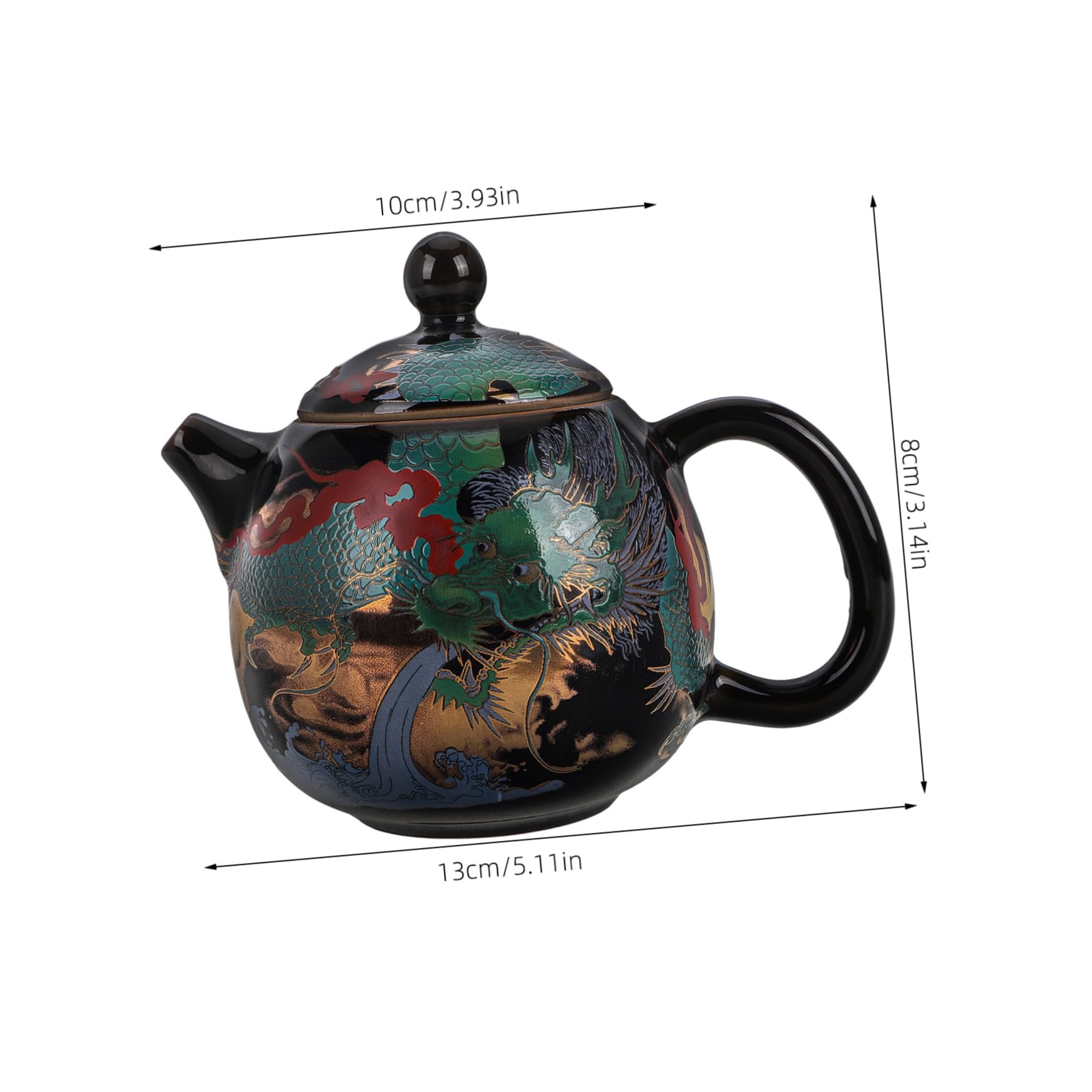 Tetera De Cerámica Vintage Diseño De Dragón Esmaltada Retro Para Camping y Preparación De Té Pequeña y Portátil