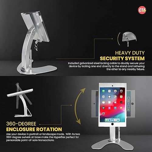 Miniatura 3 de Soporte de quiosco dual soporte de aluminio CTA con caja de bloqueo y cable. Base giratoria de 360 grados. Carcasa diseñada para iPad mini