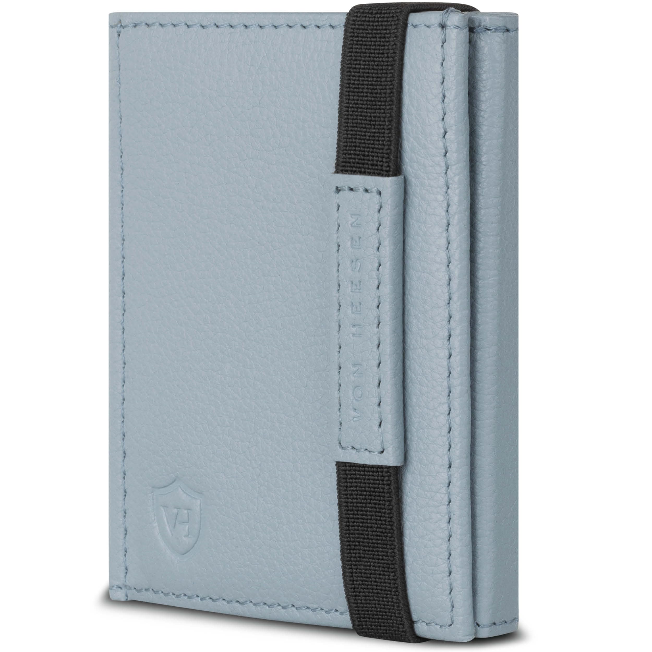 VON HEESEN Slim Wallet mit Münzfach & RFID-Schutz - Mini Geldbörse Herren & Damen - Kartenetui Kreditkartenetui - Portmonee Geldbeutel Portemonnaie klein Hellblau