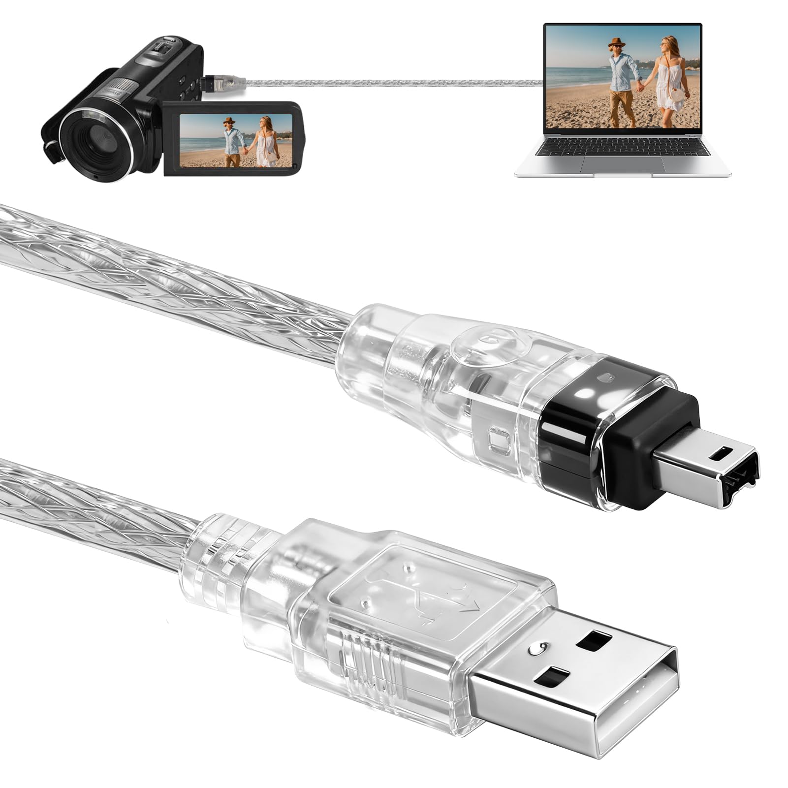 Cavo adattatore USB maschio a Firewire IEEE 1394 4 pin iLink maschio per DCR-TRV75E DV, Cavo USB Firewire per Sony DCR-TRV75E DV, Connessione iLink, Trasferimenti Rapidi, 1.5 M