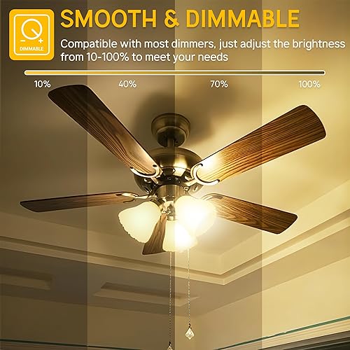 Miniatura 2 de Bombillas para ventilador de techo E12 regulables, bombilla LED equivalente a 60 W, blanco cálido 3000 K, bombilla redonda LED E12 de base pequeña