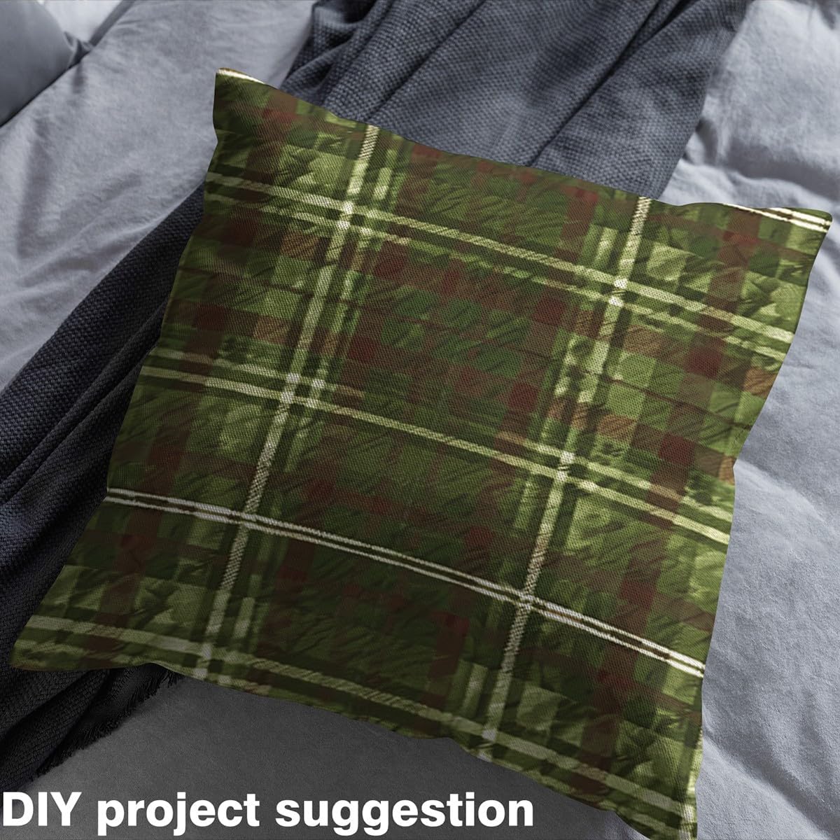 Retro Grid Fabric by The Yard for Chairs Green Brown Plaid Patchwork Upholstery Fabric for Arts DIY White Geometric Line Decorative Waterproof Outdoor Fabric,2 Yards