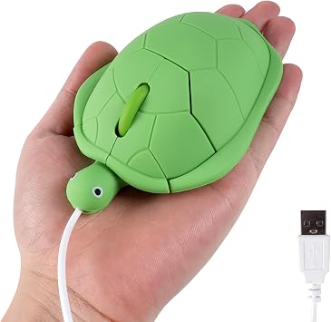 Wired Mouse Cute Small Animal Turtle Shape Computer Mouse with 4.59FT Cord 3 Buttons Portable 1200 Sensitivity Optical Silent USB Corded Mice for Laptop PC Desktop Computer Kids Adults Gifts, Green