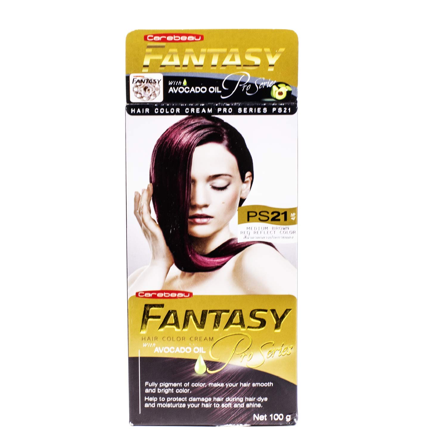 Carebeau Fantasy Hair Color Cream Pro Series PS21 Hair Color (Medium Brown Red Reflect)