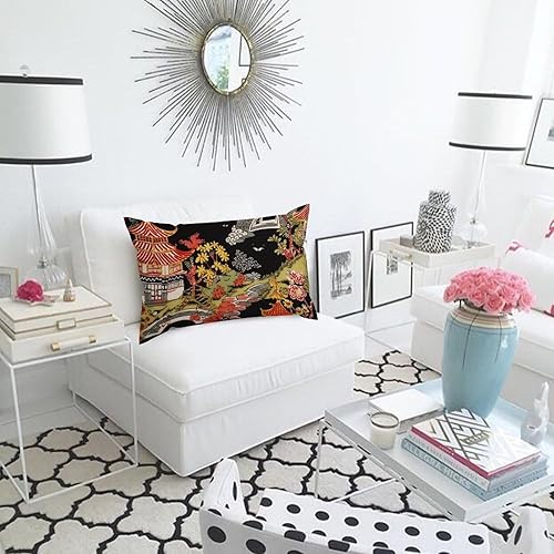 Miniatura 5 de Fundas de almohada de pagoda de coral carbónchinoiserie, funda de almohada asiática de coral carbón, funda de cojín para decoración del hogar para