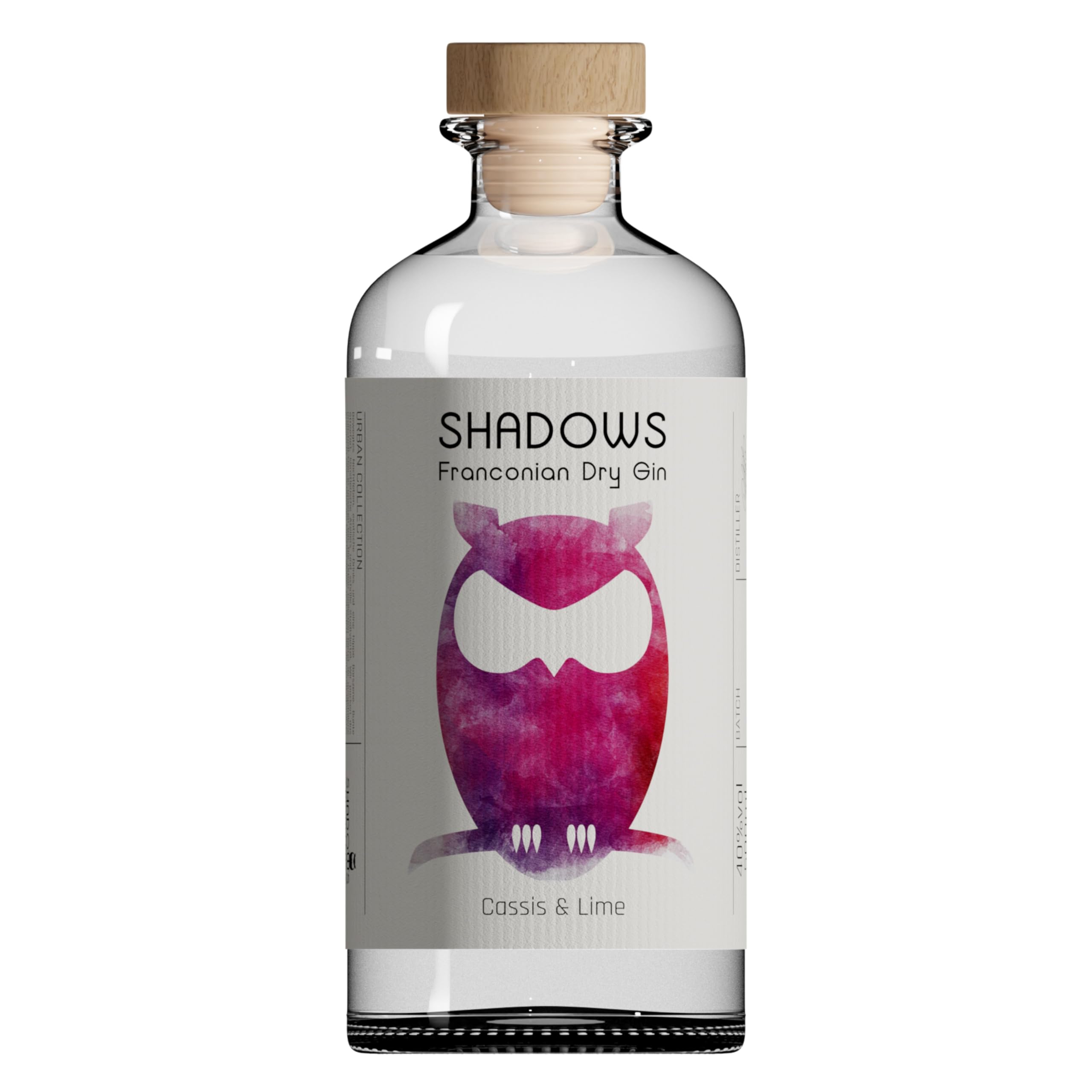 SHADOWS Gin Cassis & Lime – handcrafted Gin mit fruchtigem Johannisbeere & Lime Geschmack – kleine fränkische Destillerie – aromatischer Gin für Genießer – 500ml