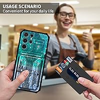 Vista 6 de Funda tipo cartera para Samsung Galaxy S23 Ultra, de doble capa, resistente, a prueba de golpes, con ranura para tarjetas desmontable y función