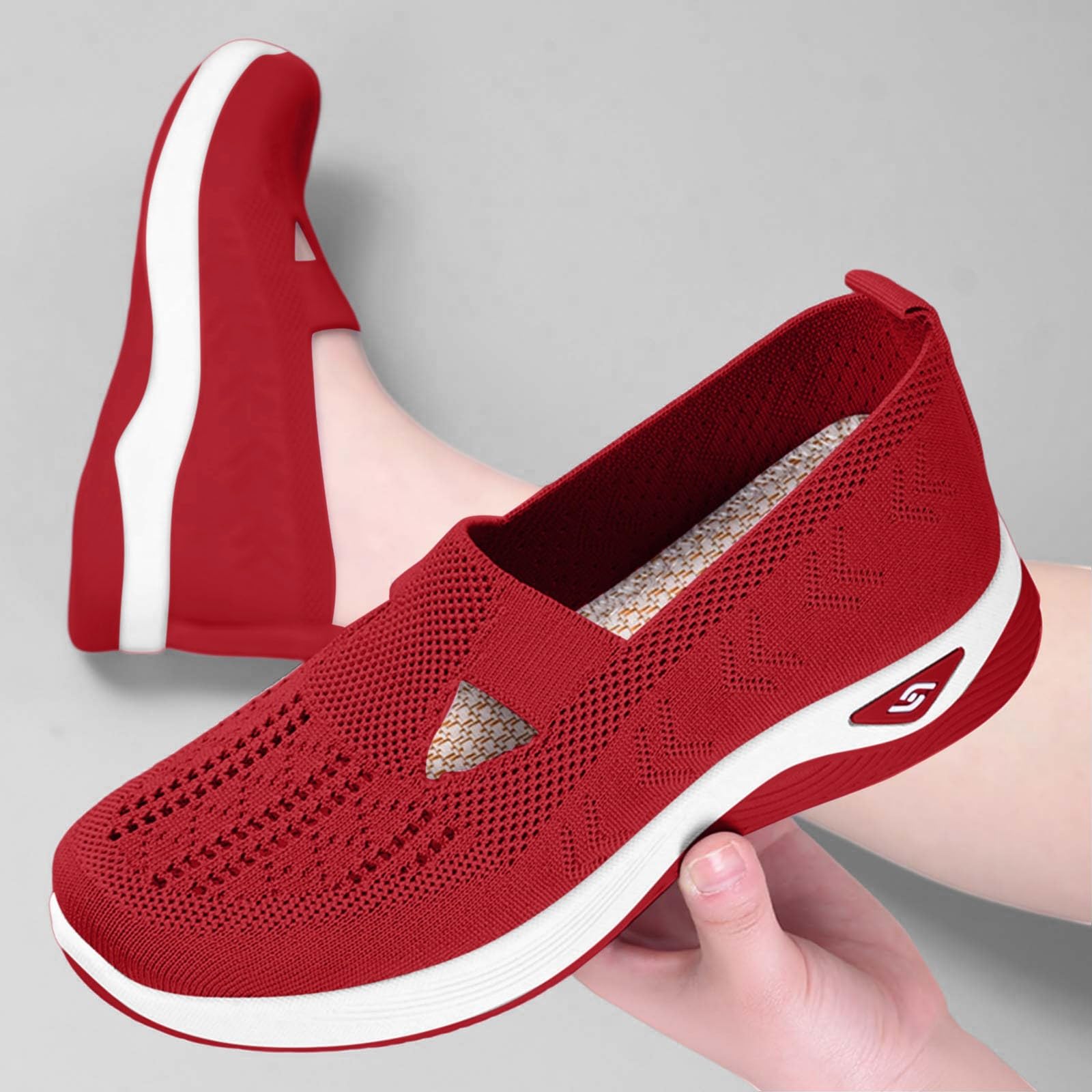 Générique Chaussure Orthopédique Femme, Chaussures avec Maille sans Lacets Antidérapantes, 35-43