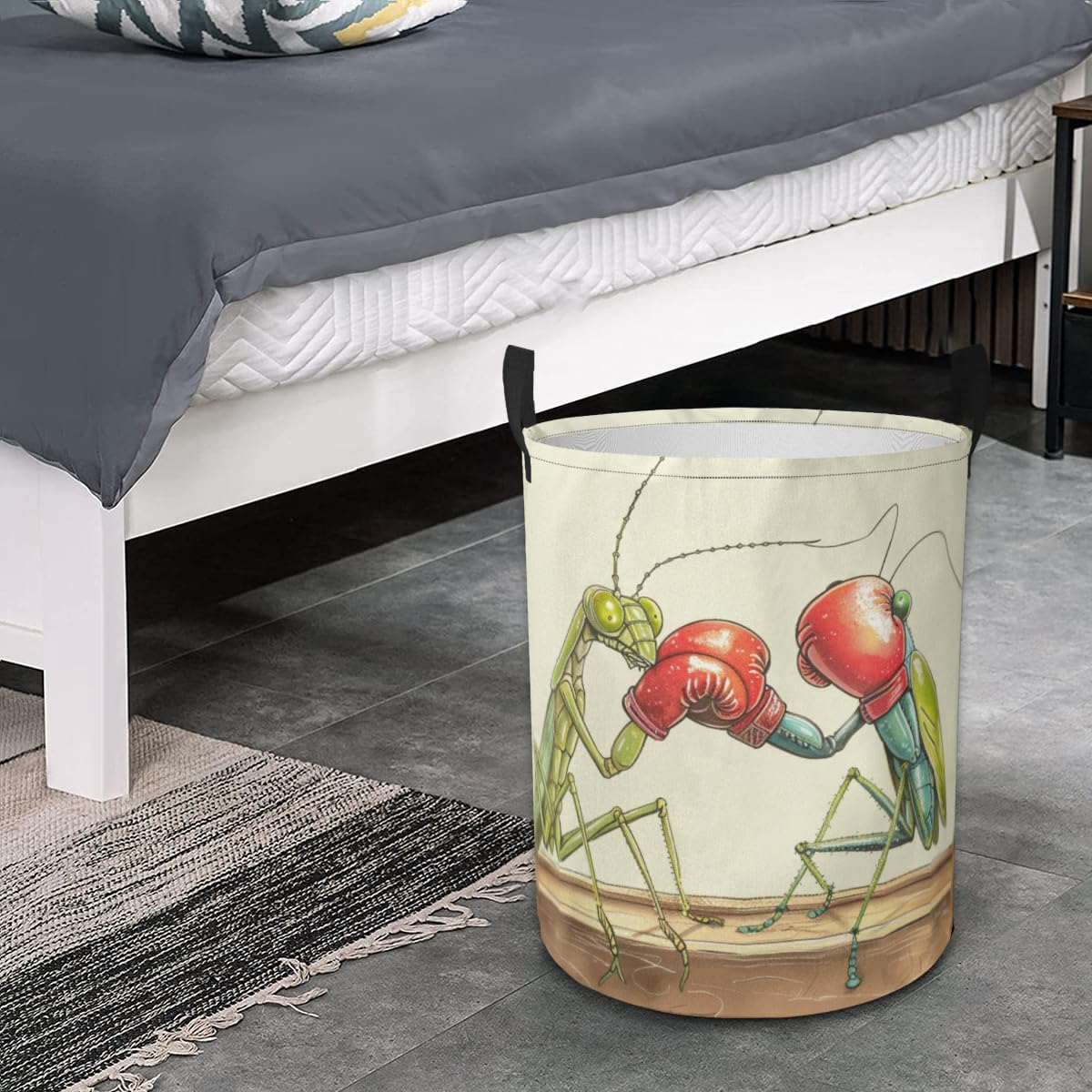 Funny Mantis Boxing Waterproof Foldable Storage Bin, Dirty Clothes Laundry Basket, Canvas Organizer Basket for Laundry Hamper, Toy Bins, Gift Baskets, Bedroom, Clothes, Kids Hamper image 3