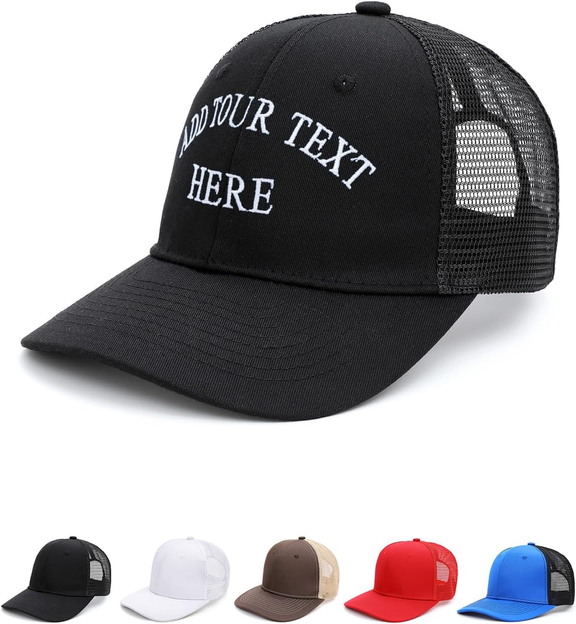 Custom4U Custom Embroidered Baseball Cap Trucker Hat Men Women Text/Logo