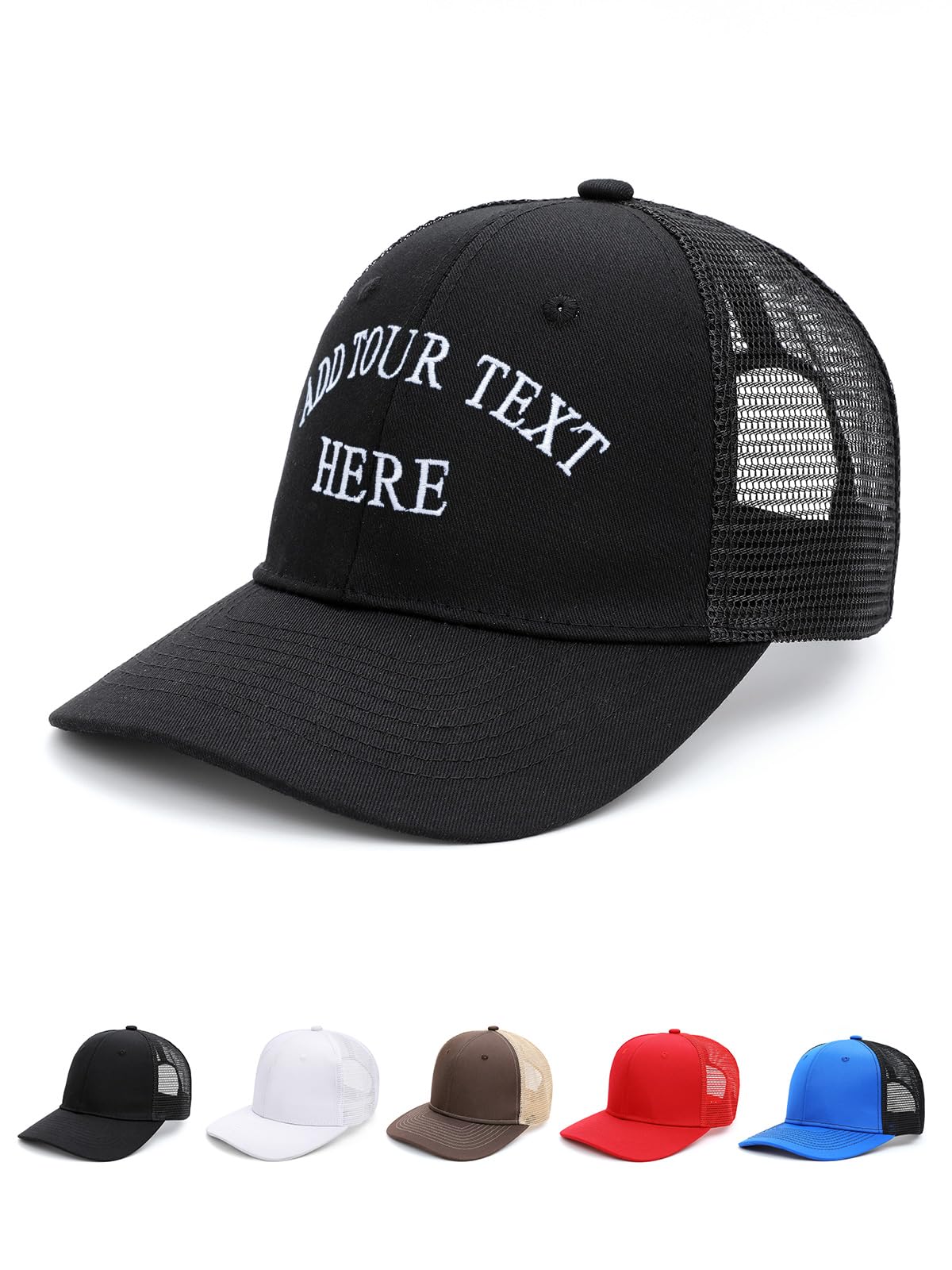 Custom4U Custom Embroidered Baseball Cap Trucker Hat Men Women Text/Logo