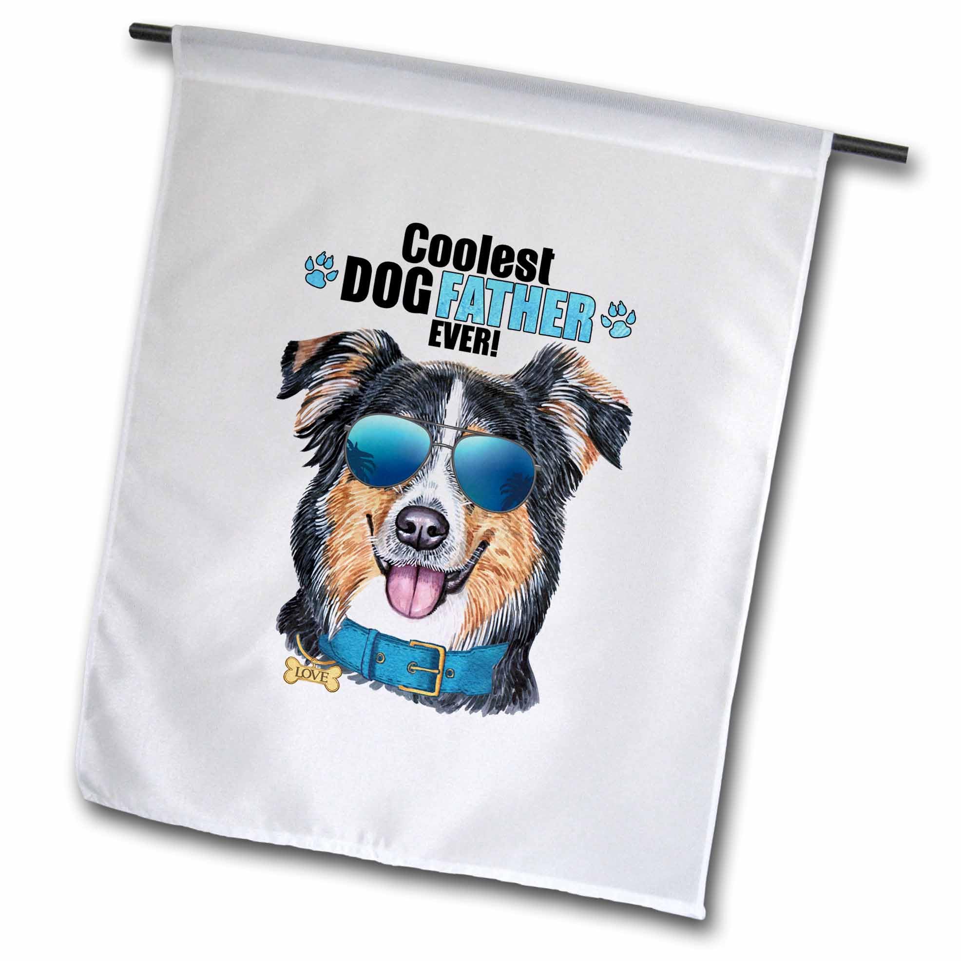 3dRose The Dog Dad will LOVE this Cute English Shepherd in Blue Sunglasses - Flags (fl-381588-2)