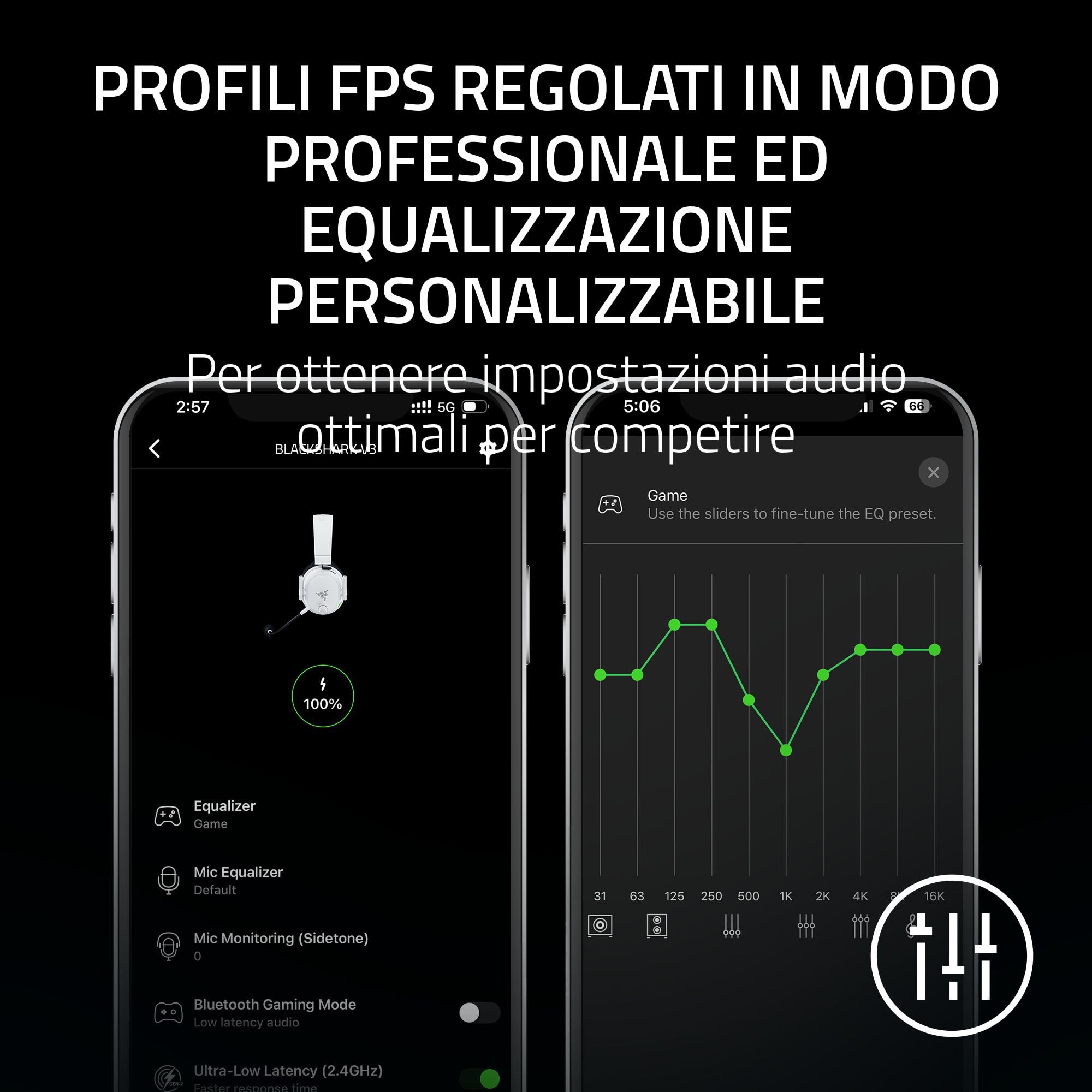 Razer BlackShark V3 - Cuffie wireless per eSport - Driver TriForce da 50 mm - Microfono a banda larga rimovibile - THX Spatial Audio - Wireless 2,4 GHz & Bluetooth - Profili FPS - PC/Mac | Bianco - Vista 9