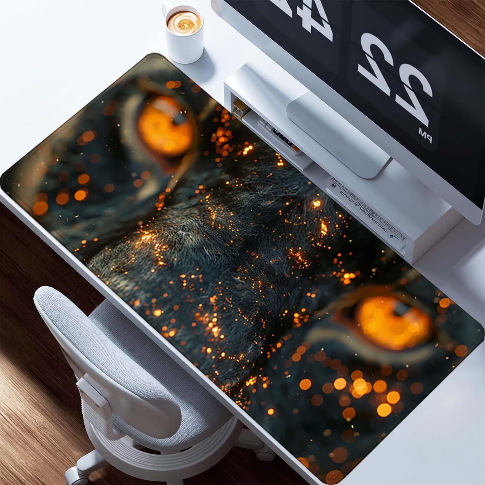 Podkładka pod mysz dla graczy w panterkę, XXL, 1200 x 600 mm, przyszyte krawędzie, czarna podkładka na biurko, akcesoria dla graczy, wodoodporna, antypoślizgowa, gumowa podkładka pod mysz, do domowego