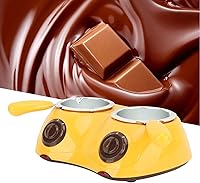 Vista 2 de Jeanoko Olla eléctrica de chocolate para fundir fondue de chocolate con doble olla herramienta de cocina, mini fondue para hacer dulces (amarillo)