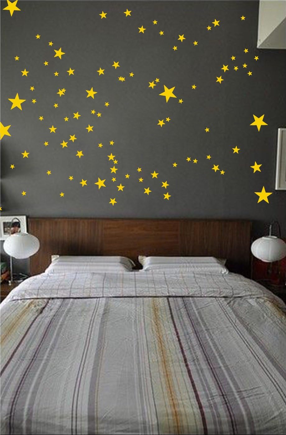 The Decal Guru Vinyl Star Wall Decal Stickers for Home Wall Decor Night Sky Removable Graphic Transfers for Nursery or Kids Room, 24" x 27", Light Yellow