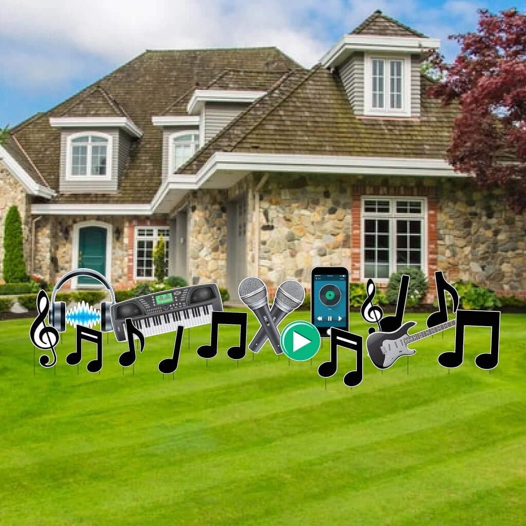 VictoryStore Yard Decorations - Accessories Outdoor Yard Signs 2 Stakes Included Per Sign (Music Theme 13518)