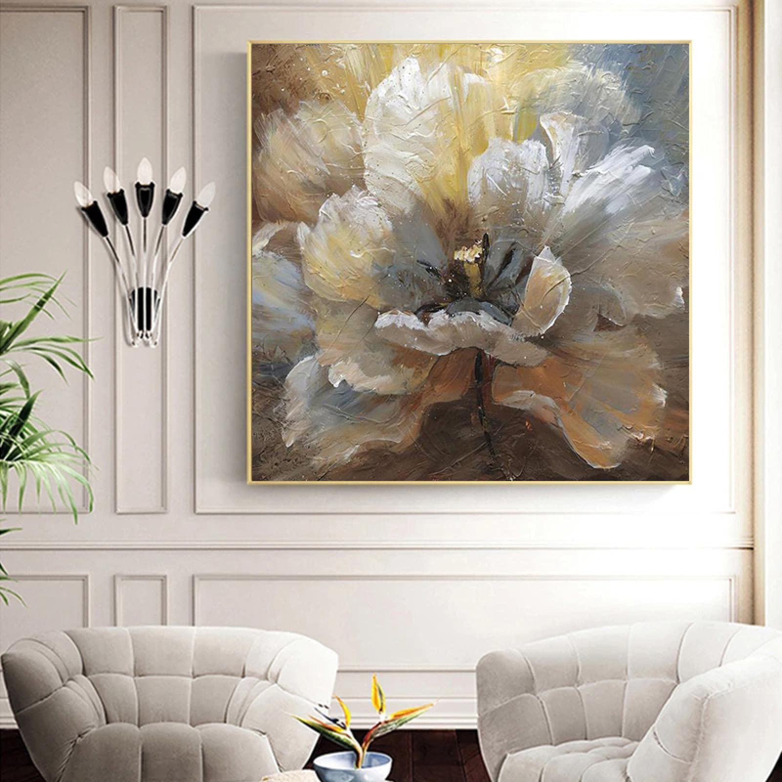 XIANGPEIFBH Stampa su Tela Pittura Nordico Poster Piuma Fiore