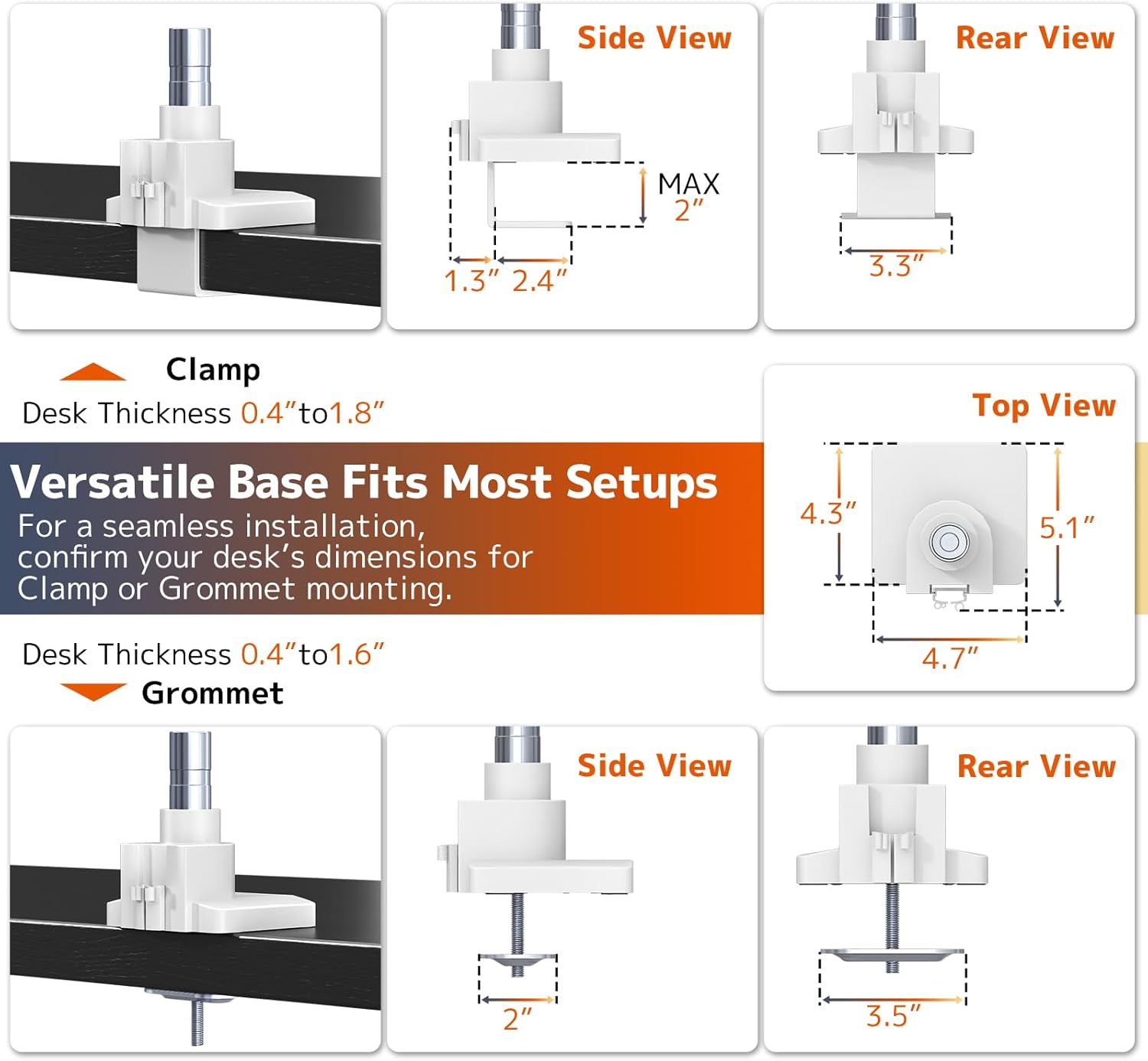 Dual Monitor-Arm Heavy-Duty for 17-57-Inch Screens - Ultrawide Vertical Dual Monitor Mount, Fully Adjustable Stacked Double Monitor Desk Mount Stand, Max Load 44 lbs per Screen, VESA 75/100 mm, White