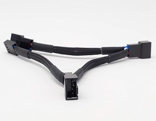 Miniatura 5 de Micro Connectors Cable divisor de ventilador PWM con manguito de 1 a 3, color negro, paquete de 2 (PWM-103BK-2P)