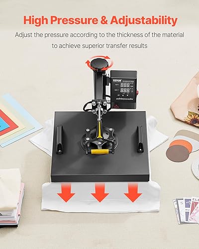 Vista 3 de VEVOR Máquina de prensa de calor 2 en 1 para camisetas y sombreros, máquina de prensa digital profesional de camisetas de 15 x 15 pulgadas