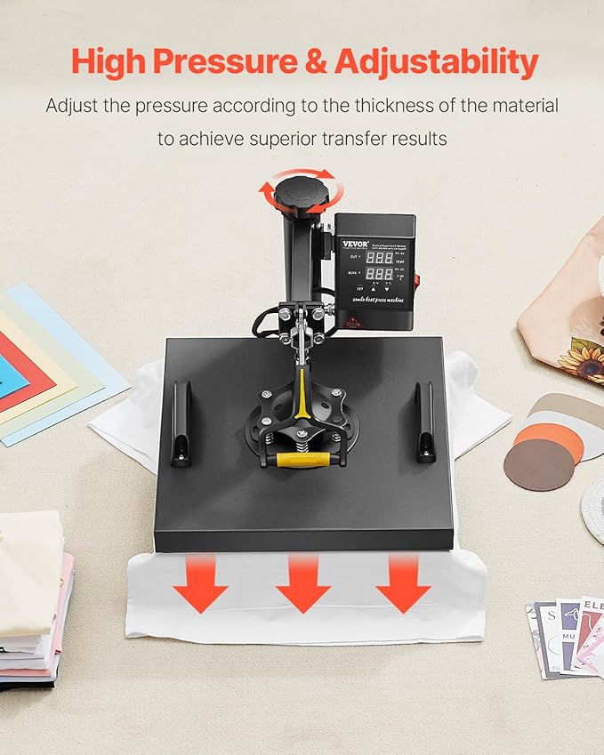 VEVOR Prensa Térmica 2 en 1 para Camisetas y Gorras, 15x15 Pulgadas miniatura 6
