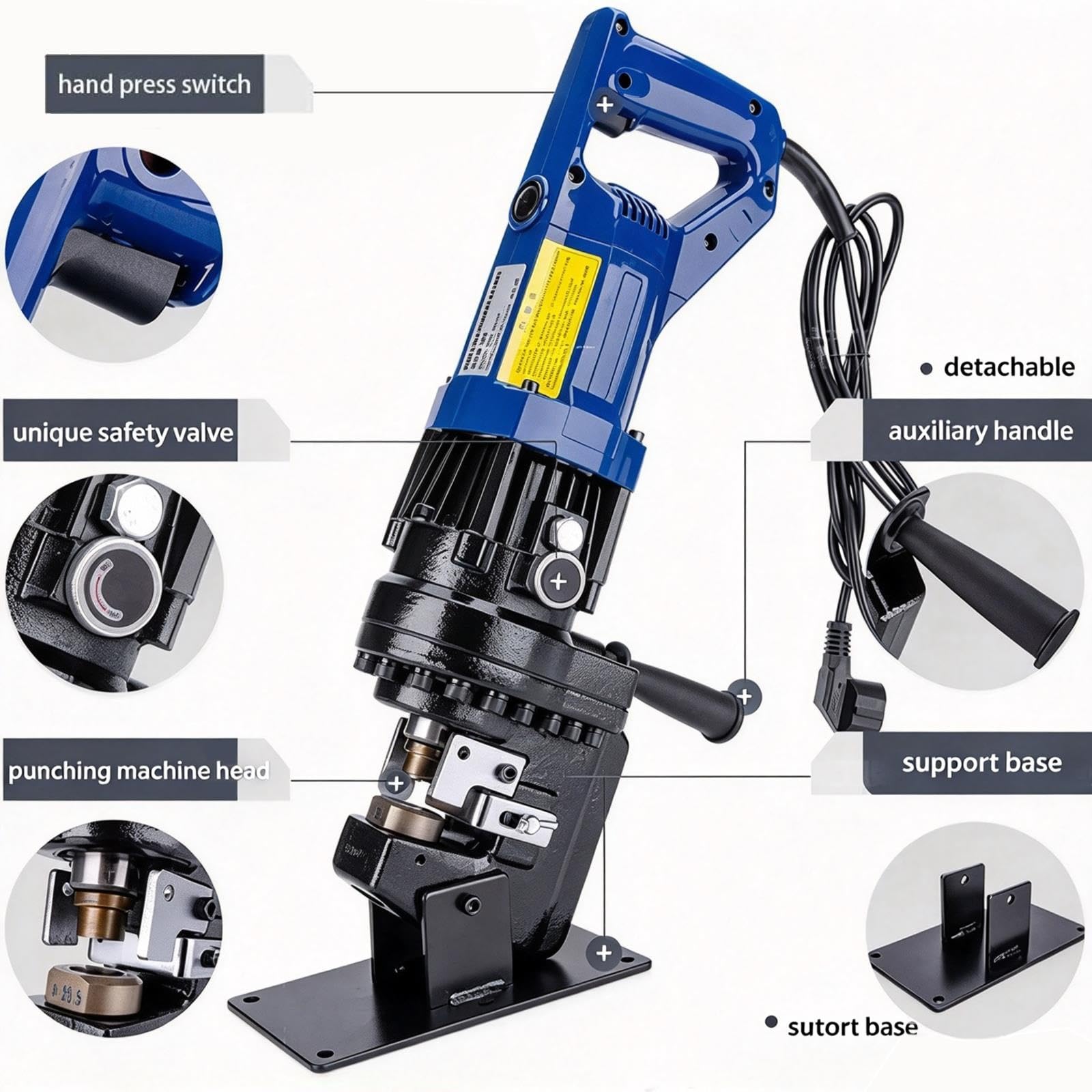Elektryczny dziurkacz hydrauliczny o mocy 1400 W, dziurkacz metalowy