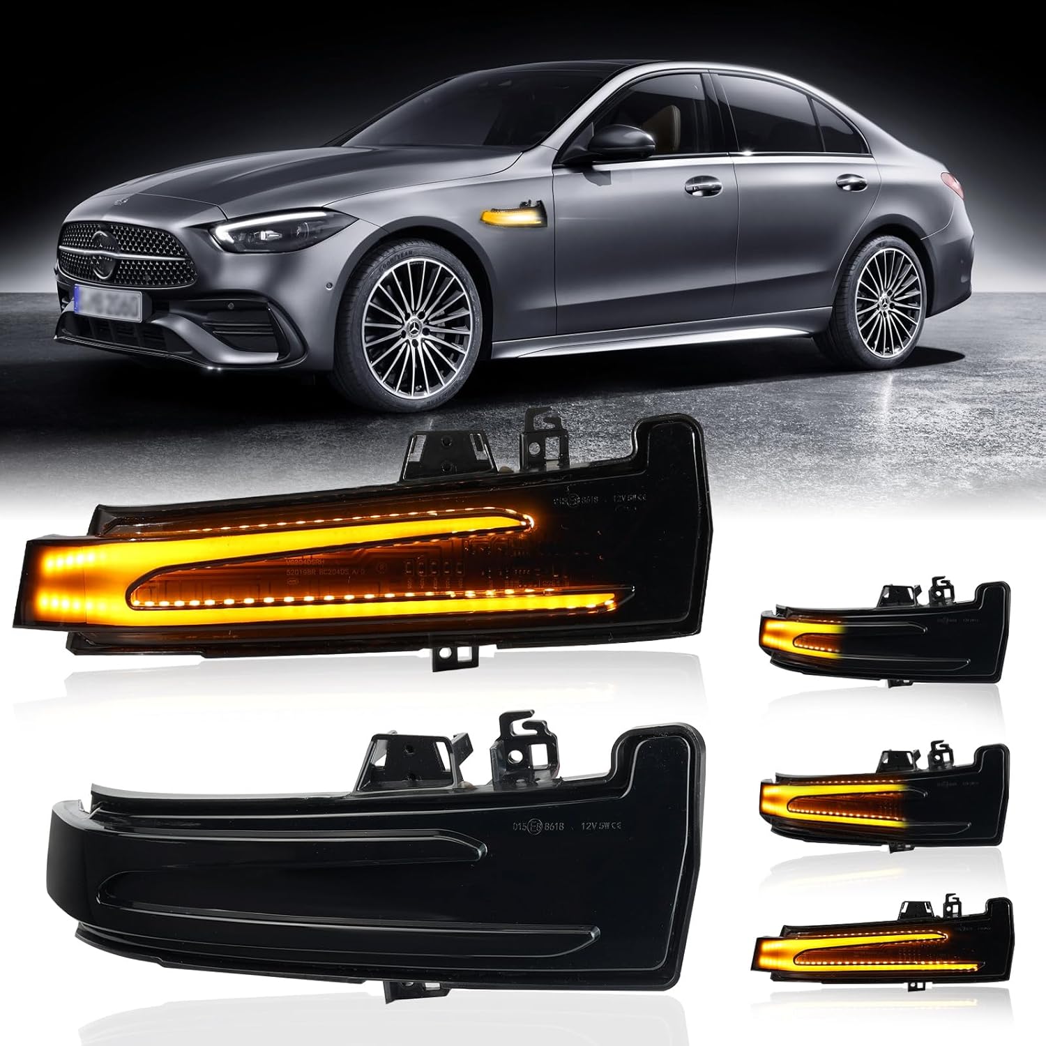 Dynamic Led Turn Signal Rearview Mirror Indicator Blinker Light For Mer=ce=des Ben=z W204 W176 W212 CLA A B C E S GLA GLK CLS Class (Yellow)