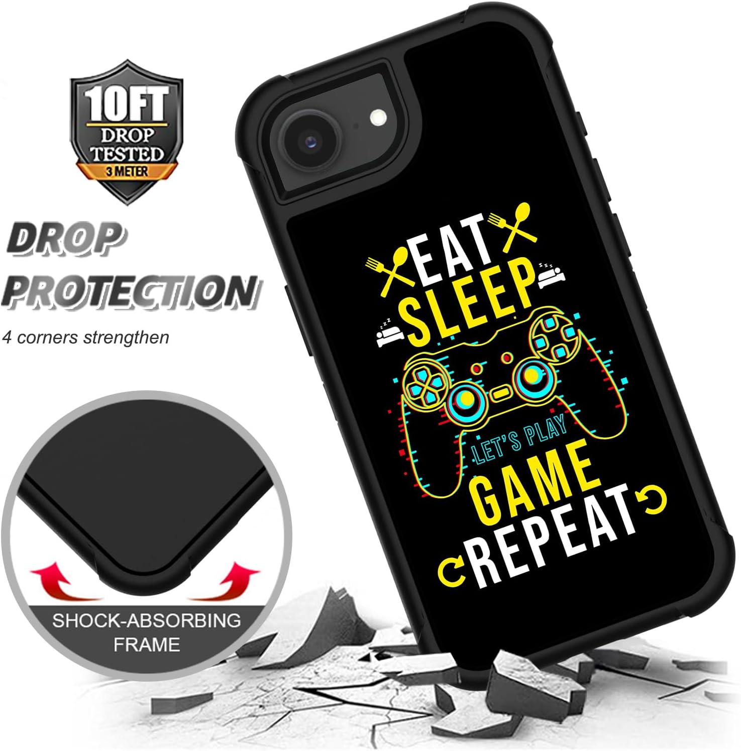 for iPhone 17e/16e Case - Cool Eat Sleep Game Repeat image 3